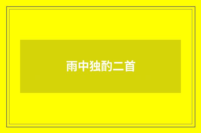 雨中独酌二首