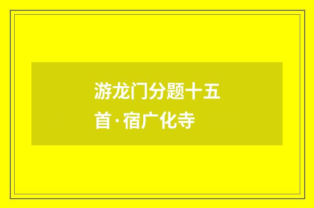 游龙门分题十五首·宿广化寺