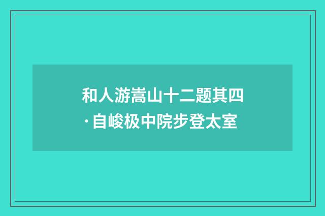 和人游嵩山十二题其四·自峻极中院步登太室