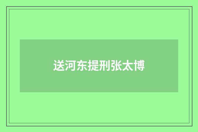 送河东提刑张太博
