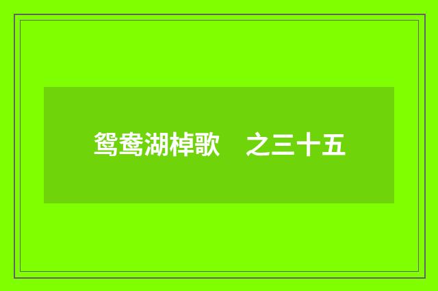 鸳鸯湖棹歌　之三十五