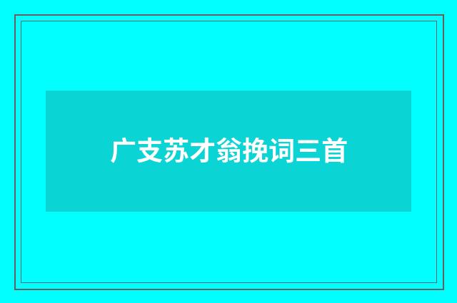 广支苏才翁挽词三首