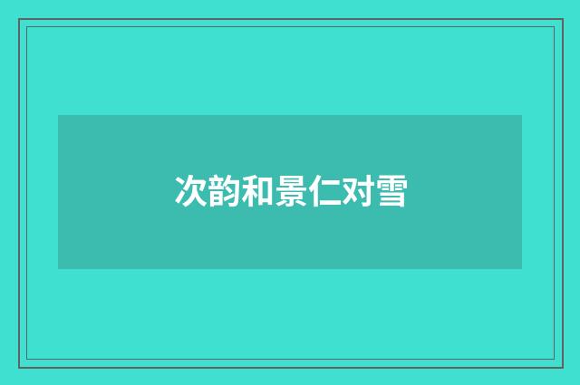 次韵和景仁对雪