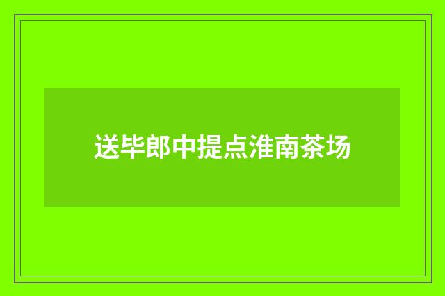 送毕郎中提点淮南茶场