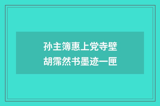 孙主簿惠上党寺壁胡霈然书墨迹一匣