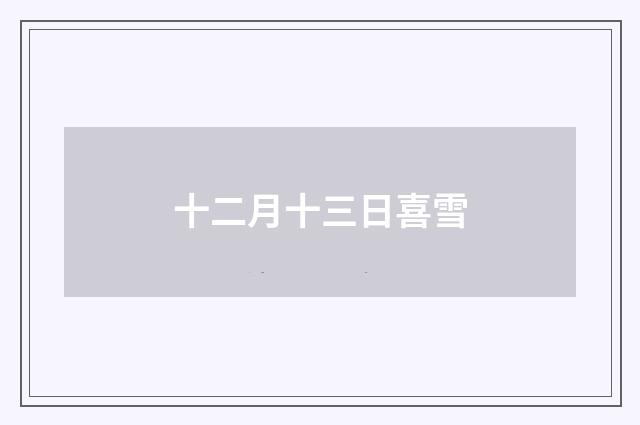 十二月十三日喜雪