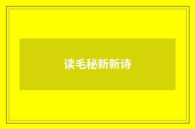 读毛秘新新诗