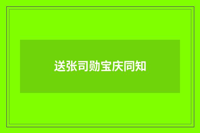 送张司勋宝庆同知