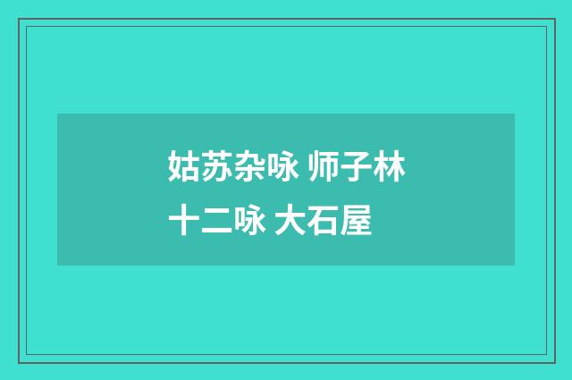 姑苏杂咏 师子林十二咏 大石屋