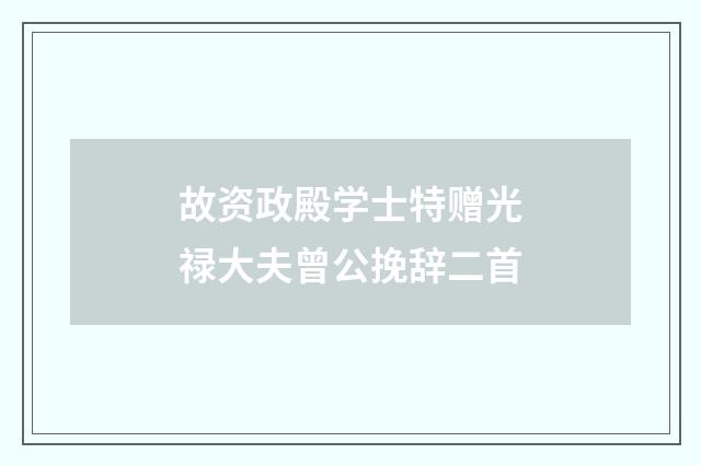 故资政殿学士特赠光禄大夫曾公挽辞二首