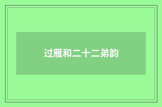 过雁和二十二弟韵