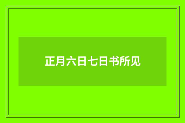 正月六日七日书所见