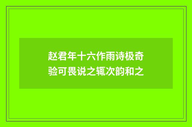 赵君年十六作雨诗极奇验可畏说之辄次韵和之