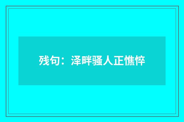 残句：泽畔骚人正憔悴