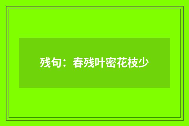 残句:春残叶密花枝少