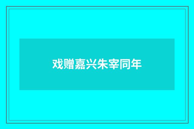 戏赠嘉兴朱宰同年