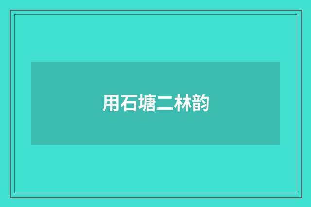 用石塘二林韵