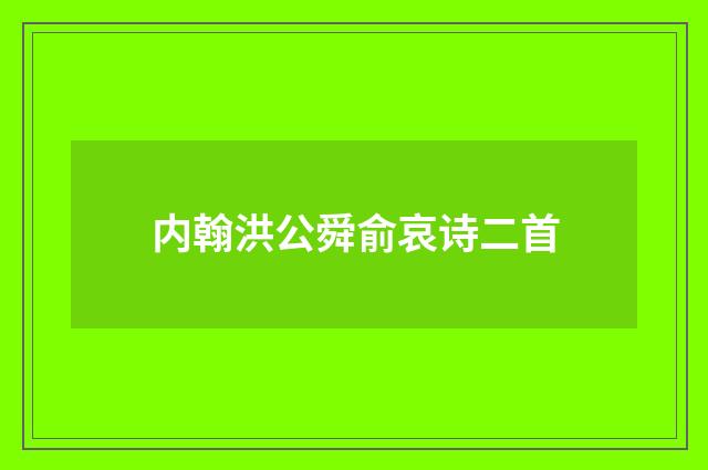 内翰洪公舜俞哀诗二首