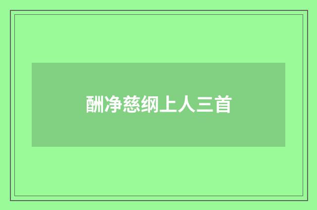 酬净慈纲上人三首