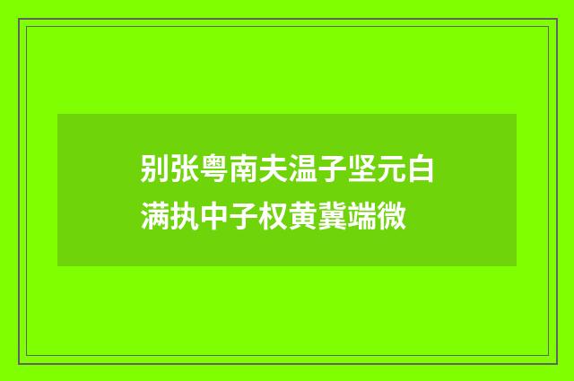 别张粤南夫温子坚元白满执中子权黄冀端微