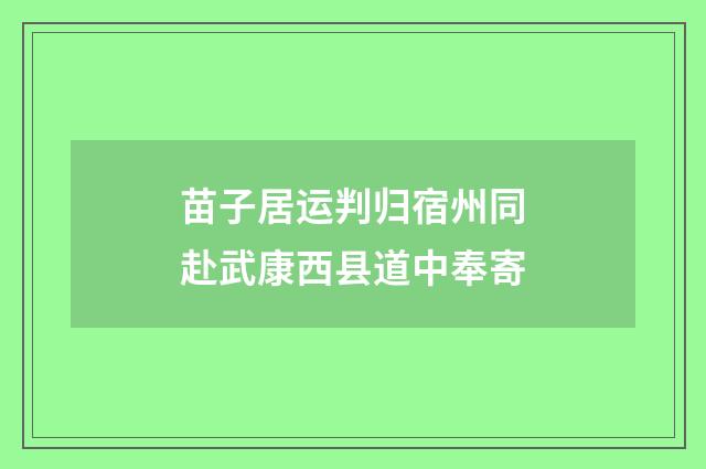 苗子居运判归宿州同赴武康西县道中奉寄