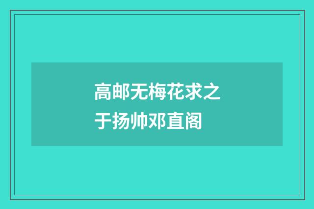 高邮无梅花求之于扬帅邓直阁