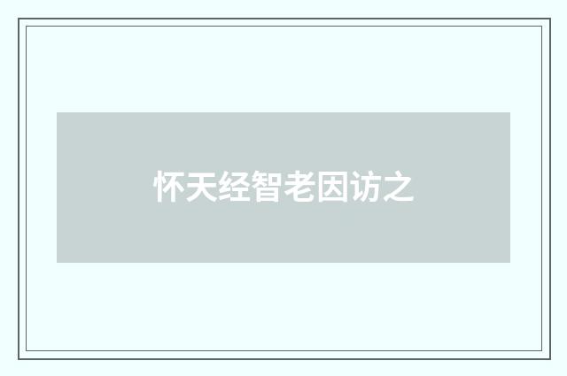 怀天经智老因访之