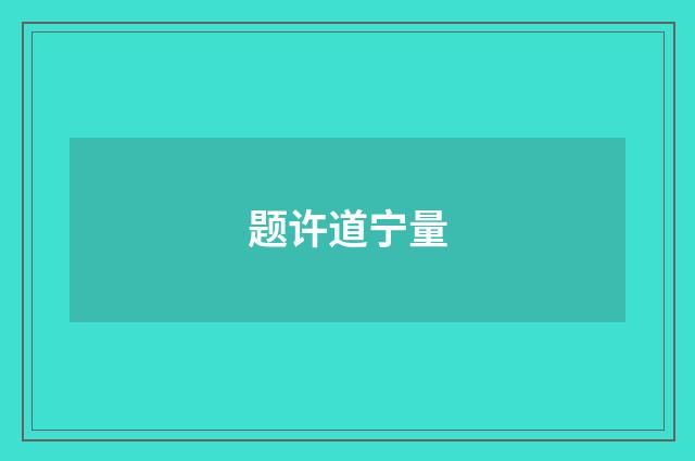 题许道宁量