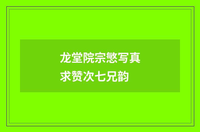 龙堂院宗慜写真求赞次七兄韵
