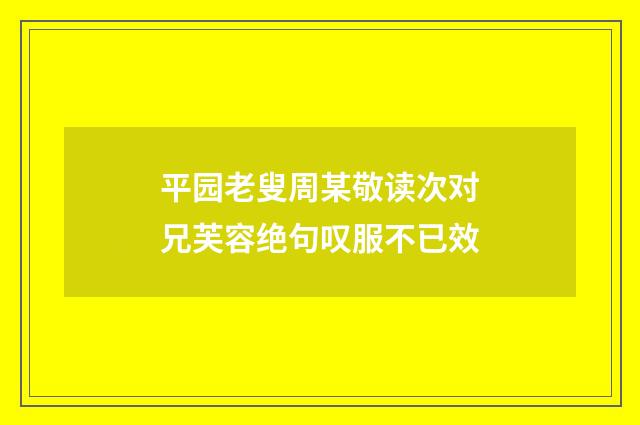 平园老叟周某敬读次对兄芙容绝句叹服不已效