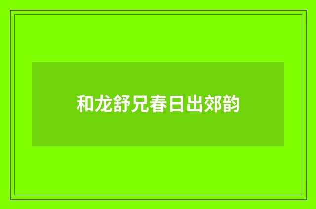 和龙舒兄春日出郊韵