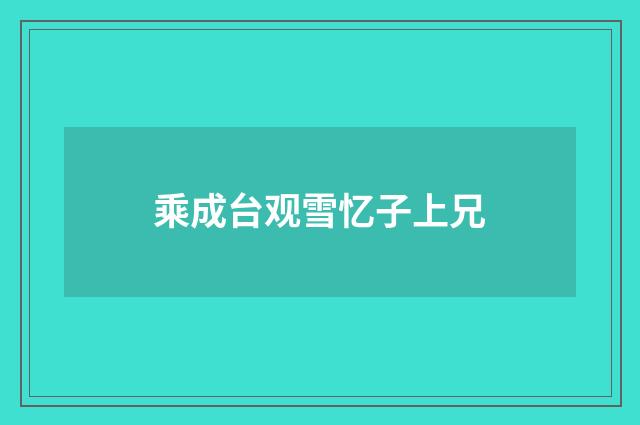 乘成台观雪忆子上兄