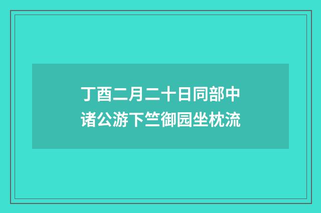丁酉二月二十日同部中诸公游下竺御园坐枕流