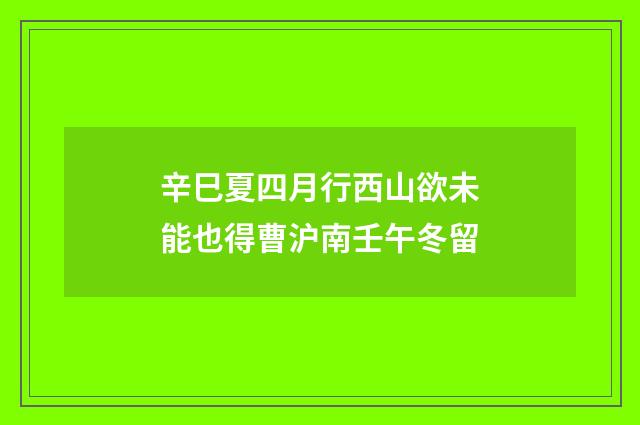 辛巳夏四月行西山欲未能也得曹沪南壬午冬留