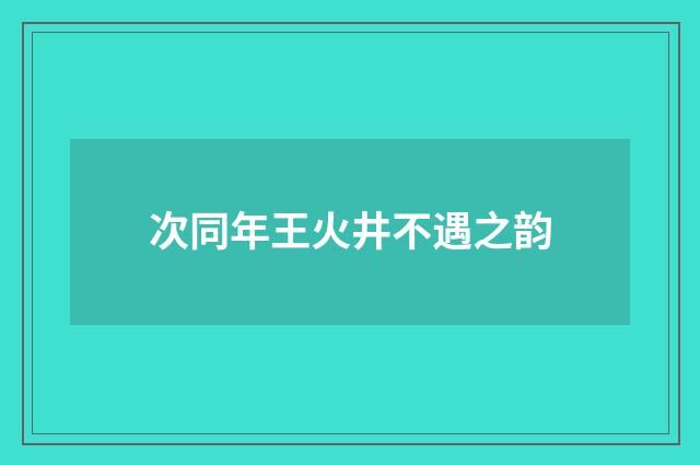 次同年王火井不遇之韵