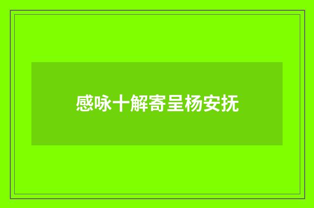 感咏十解寄呈杨安抚