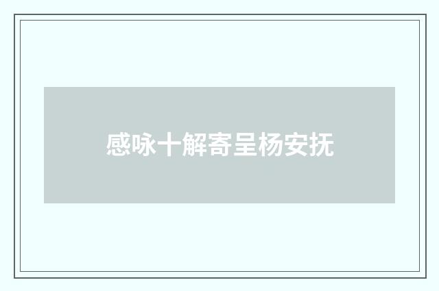 感咏十解寄呈杨安抚