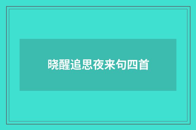 晓醒追思夜来句四首