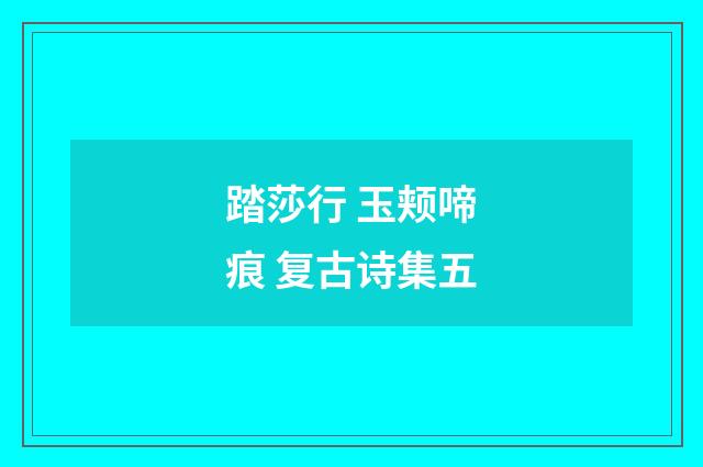 踏莎行 玉颊啼痕 复古诗集五