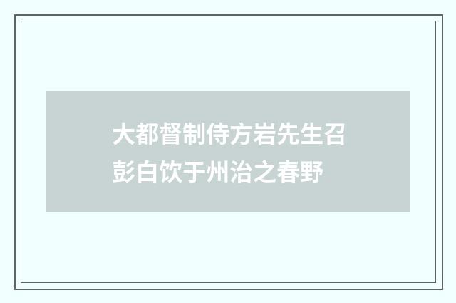 大都督制侍方岩先生召彭白饮于州治之春野