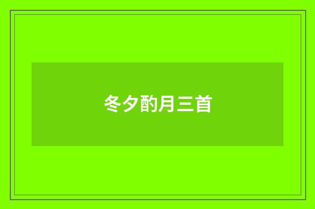 冬夕酌月三首