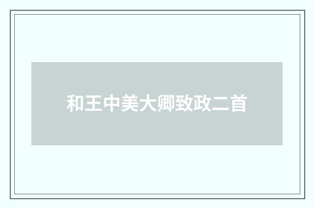 和王中美大卿致政二首