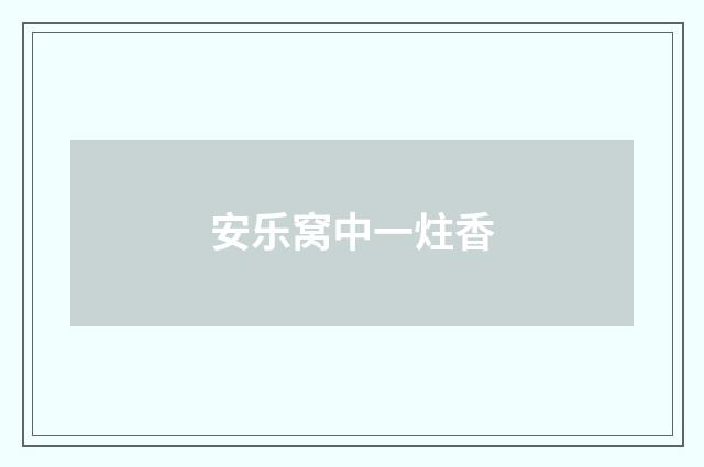 安乐窝中一炷香