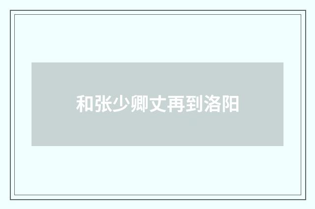 和张少卿丈再到洛阳