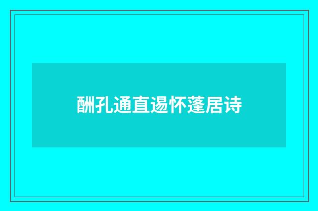 酬孔通直逷怀蓬居诗
