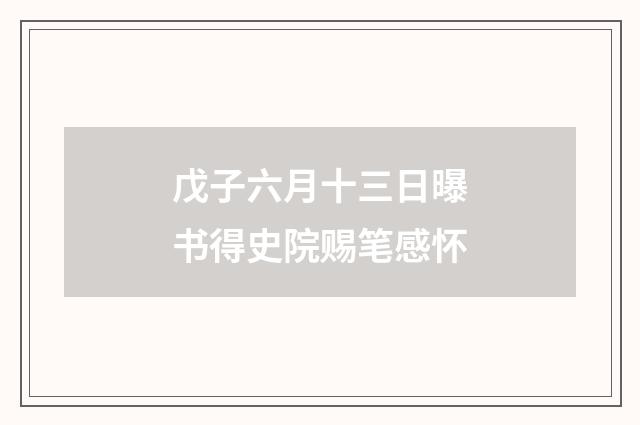 戊子六月十三日曝书得史院赐笔感怀