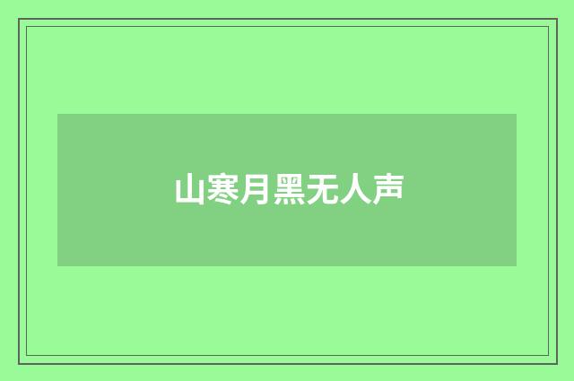 山寒月黑无人声