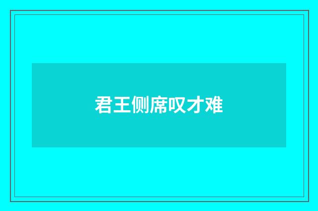 君王侧席叹才难