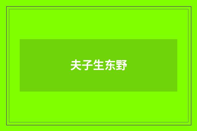 夫子生东野
