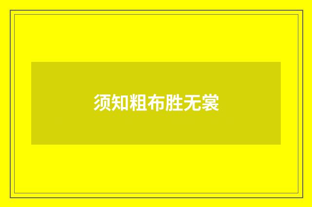须知粗布胜无裳